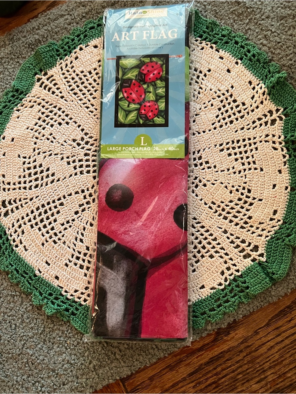 NIP Large Ladybug Art Flag 28”x 40”Porch Flag with Ladybug Design - Red & Black